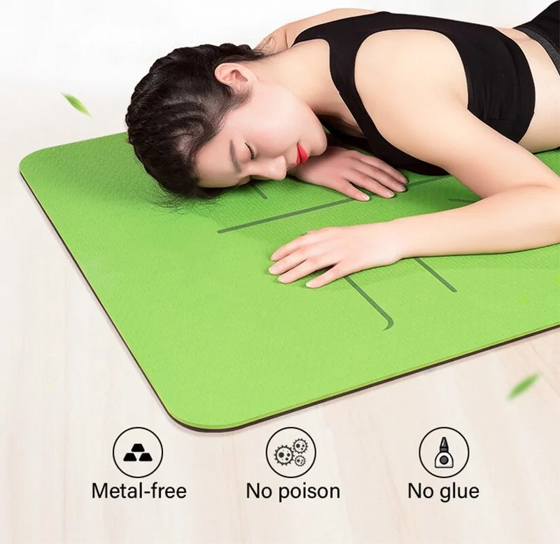 Non-Slip Yoga Mat with Position Line