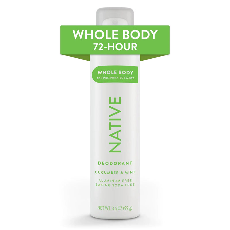 Native Whole Body Deodorant Spray Contains Naturally Derived Ingredients, Deodorant for Women & Men | 72 Hour Odor Protection, Aluminum Free with Coconut Oil and Shea Butter | Cucumber & Mint