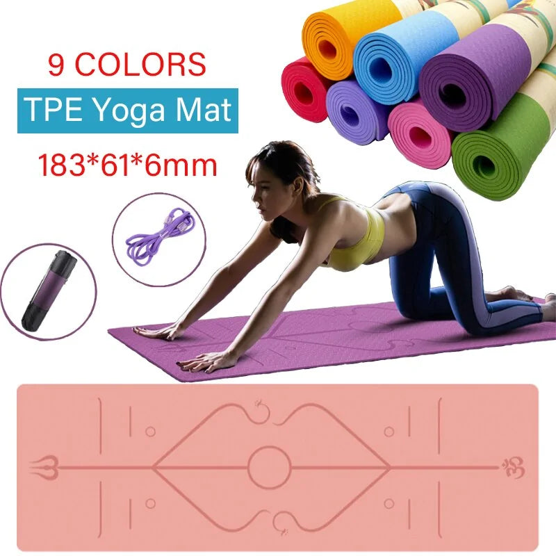 Non-Slip Yoga Mat with Position Line