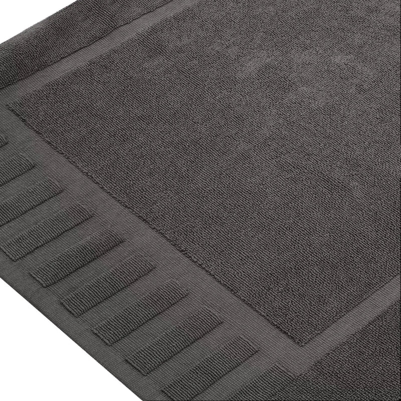 Luxury Bath Mat Floor Towel Set 2 Pack Cotton Hotel Spa Bathtub Mats Dark Gray