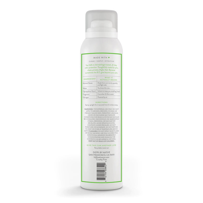 Native Whole Body Deodorant Spray Contains Naturally Derived Ingredients, Deodorant for Women & Men | 72 Hour Odor Protection, Aluminum Free with Coconut Oil and Shea Butter | Cucumber & Mint