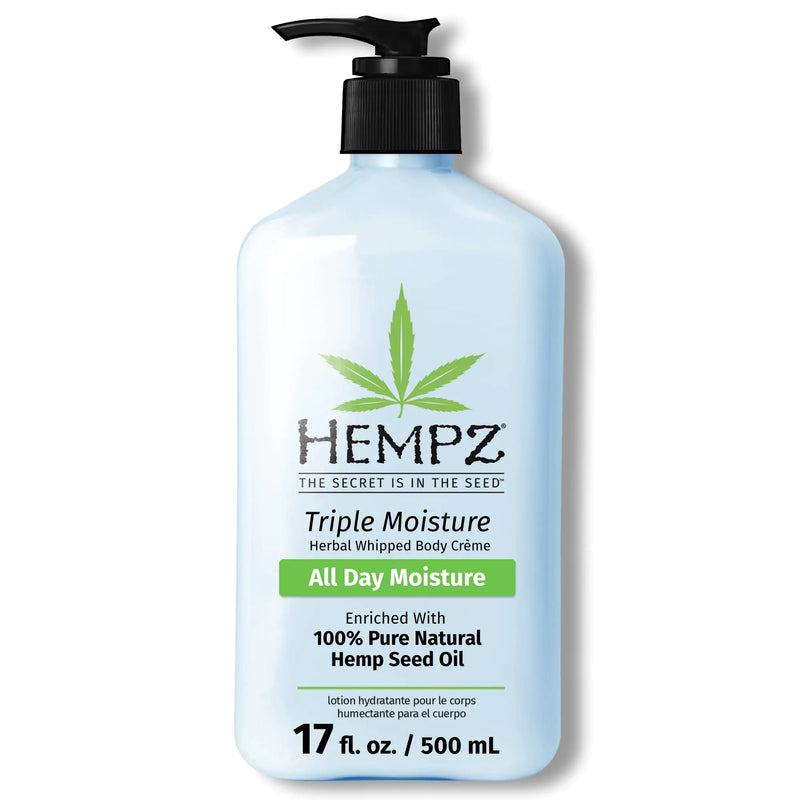 HEMPZ Triple Moisture Body Moisturizer, 17 Oz – Hydrating Lotion Rich with Minerals, Vitamin C, & Hempseed Oil to Nourish & Repair Extremely Dry or Sensitive Skin for Body 17 Fl Oz (Pack of 1)