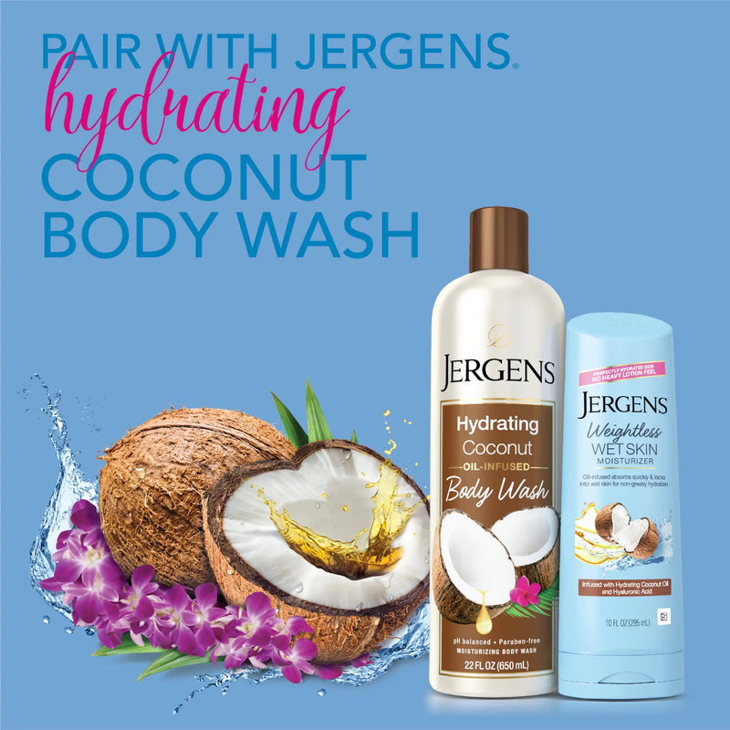 Jergens Wet Skin Body Moisturizer with Restoring Argan Oil, 10 Ounces, 4X Healthier Looking Skin, Fast-Absorbing, Non-Greasy, Dermatologist Tested (Pack of 4) Argan Oil (Pack of 4)