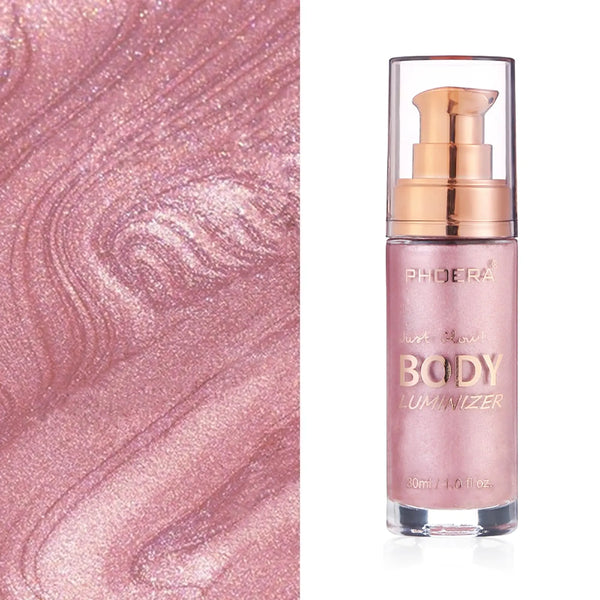 Body Shimmer Oil, Waterproof Long Lasting Moisturizing Bronze Body Luminizer Glow For Face & Body, Liquid Illuminator Body Highlighter 1oz/Jars, Makeup Brush Include (Sparkle Pink #04) Sparkle Pink #04 1 Fl Oz (Pack of 1)