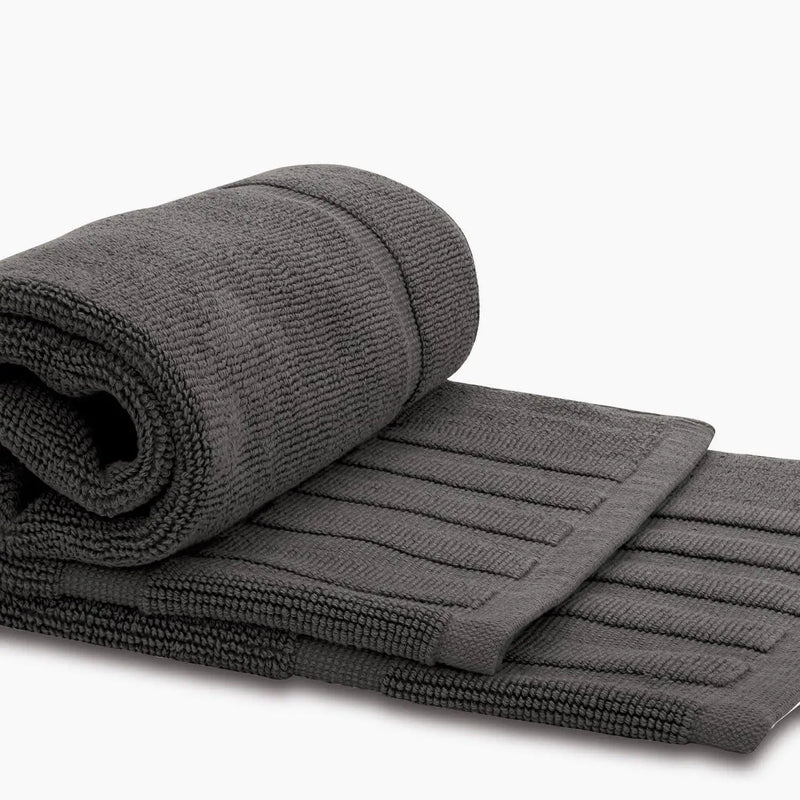 Luxury Bath Mat Floor Towel Set 2 Pack Cotton Hotel Spa Bathtub Mats Dark Gray