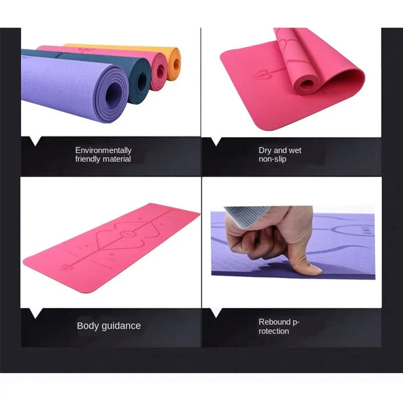 Non-Slip Yoga Mat With Position Line