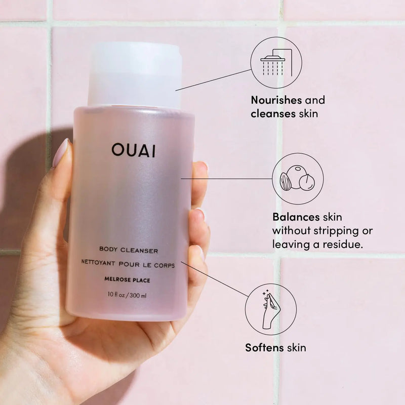 OUAI Body Cleanser, Melrose Place - Foaming Body Wash with Jojoba Oil and Rosehip Oil to Hydrate, Nurture, Balance and Soften Skin - Paraben, Phthalate and Sulfate Free Skin Care Products - 10 Oz 10 Fl Oz (Pack of 1)