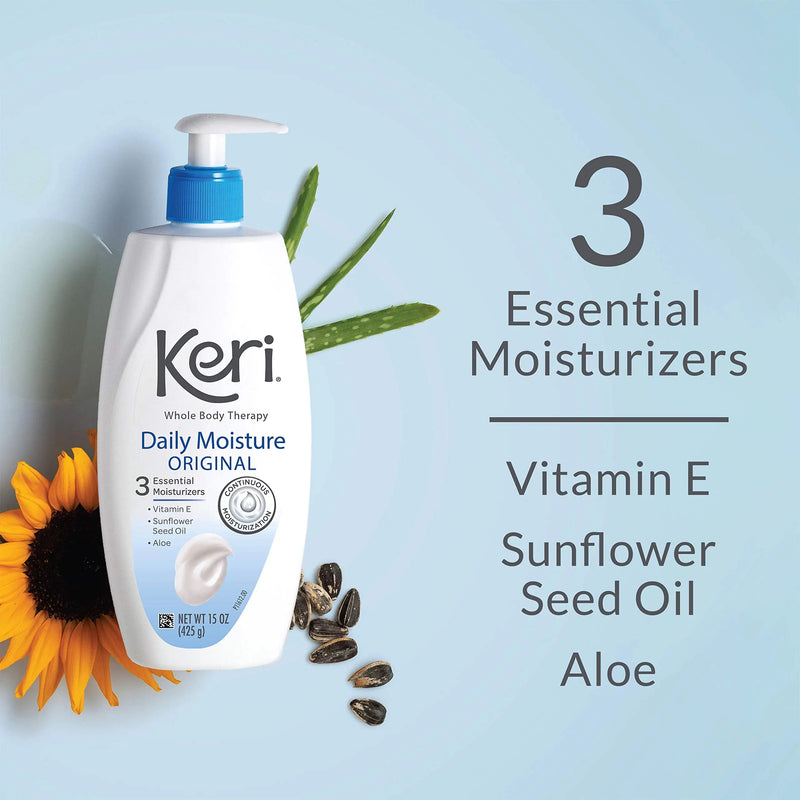 Keri Whole Body Therapy Original, Continuous Moisturization, 3 Essential Moisturizers (Vitamin E, Aloe and Sunflower Seed Oil), 20 Oz 20 Fl Oz (Pack of 1) Skin Moisturizer