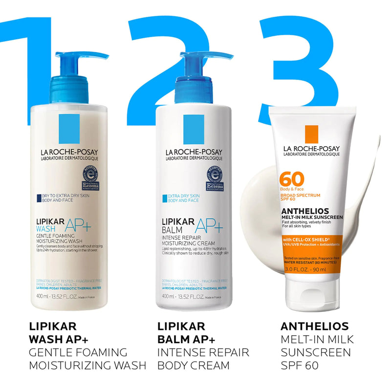 La Roche-Posay Anthelios Melt-In Milk Sunscreen SPF 60 | Sunscreen For Body & Face | Broad Spectrum SPF + Antioxidants | Oil Free Sunscreen Lotion | Lightweight & Fast Absorbing | Oxybenzone Free 3 Fl Oz (Pack of 1)