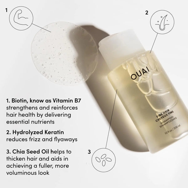 OUAI Fine Shampoo Refill - Volumizing Shampoo with Strengthening Keratin, Biotin & Chia Seed Oil for Fine Hair - Delivers Weightless Body - Paraben, Phthalate & Sulfate Free Hair Care - 32 fl oz 32 Fl Oz (Pack of 1) Fine Hair Shampoo - Refillable Size