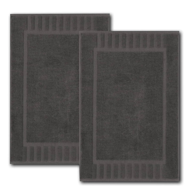 Luxury Bath Mat Floor Towel Set 2 Pack Cotton Hotel Spa Bathtub Mats Dark Gray